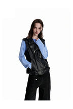 Belted Faux Leather Biker Vest