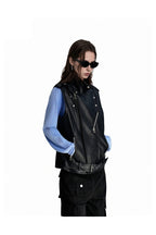Belted Faux Leather Biker Vest