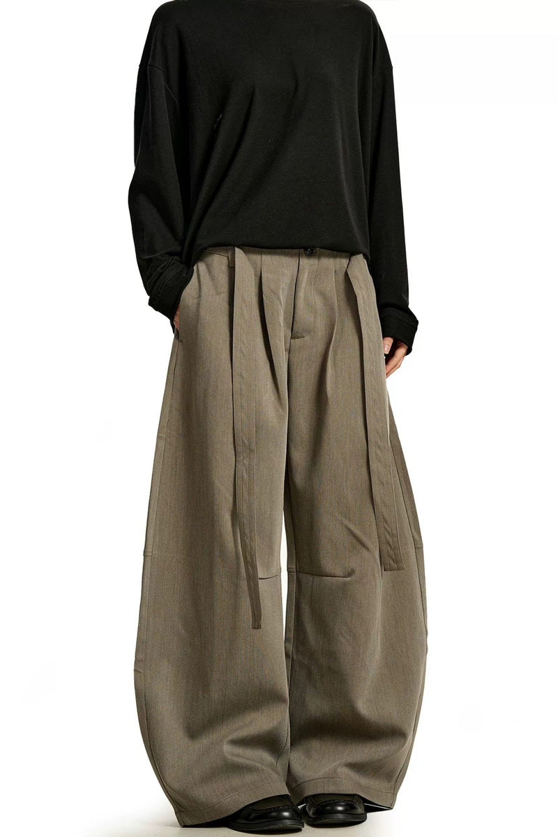 Belted Pleated Barrel Trousers – view 1