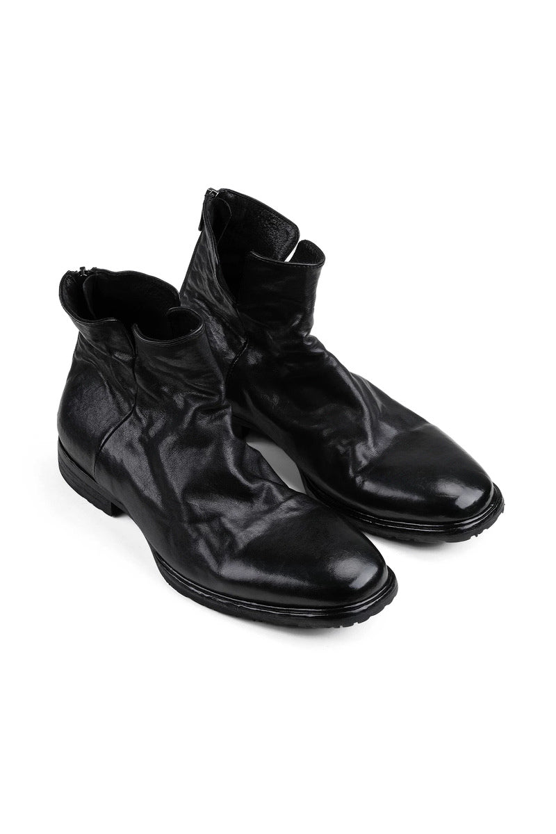 Blake Stitched Leather Ankle Boots - Black - three-quarter pair view