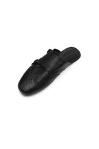 Brogue Buckle Leather Mules — view 3 — Black