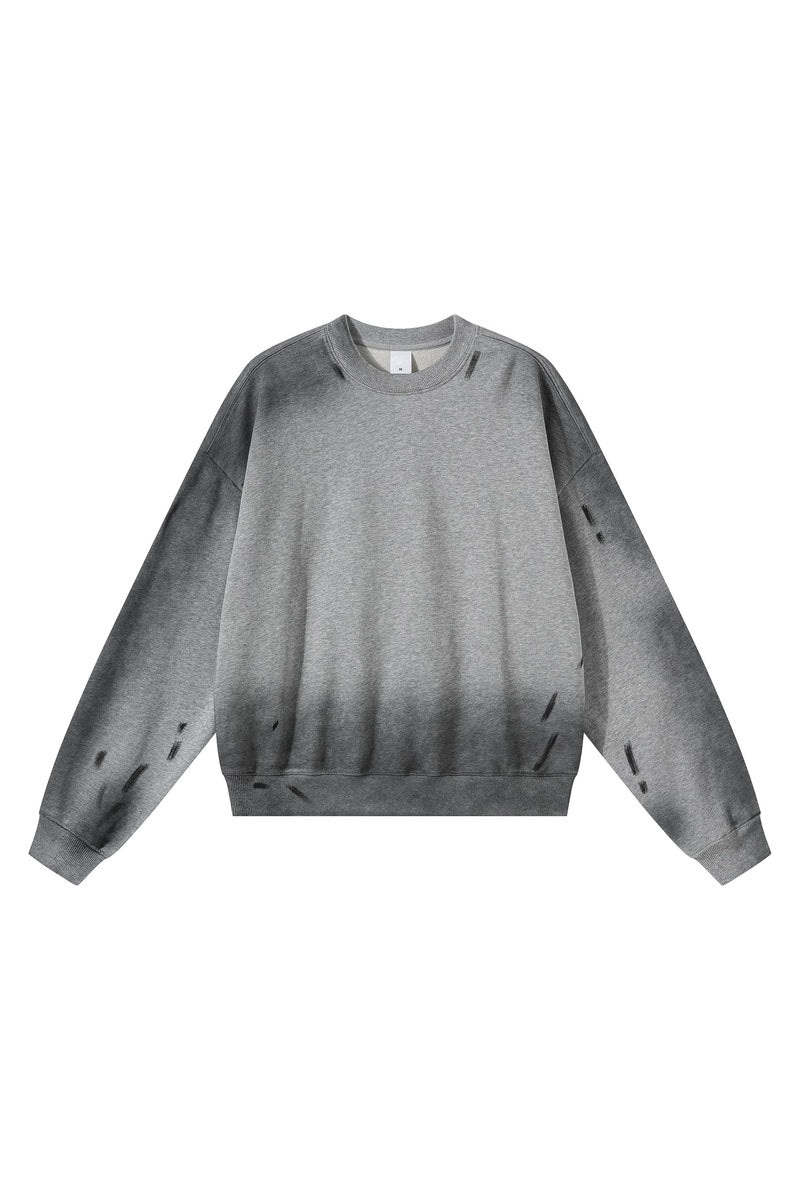Brushstroke Fade Crewneck Sweatshirt — Graffiti Gray