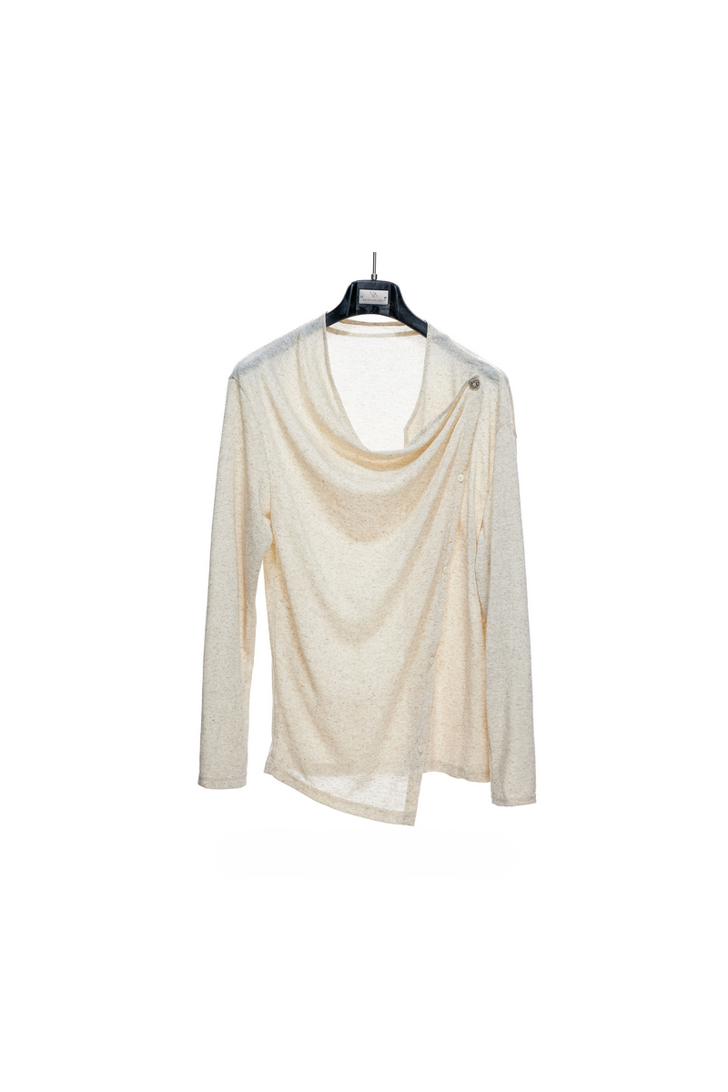 Textured Asymmetric Button Top