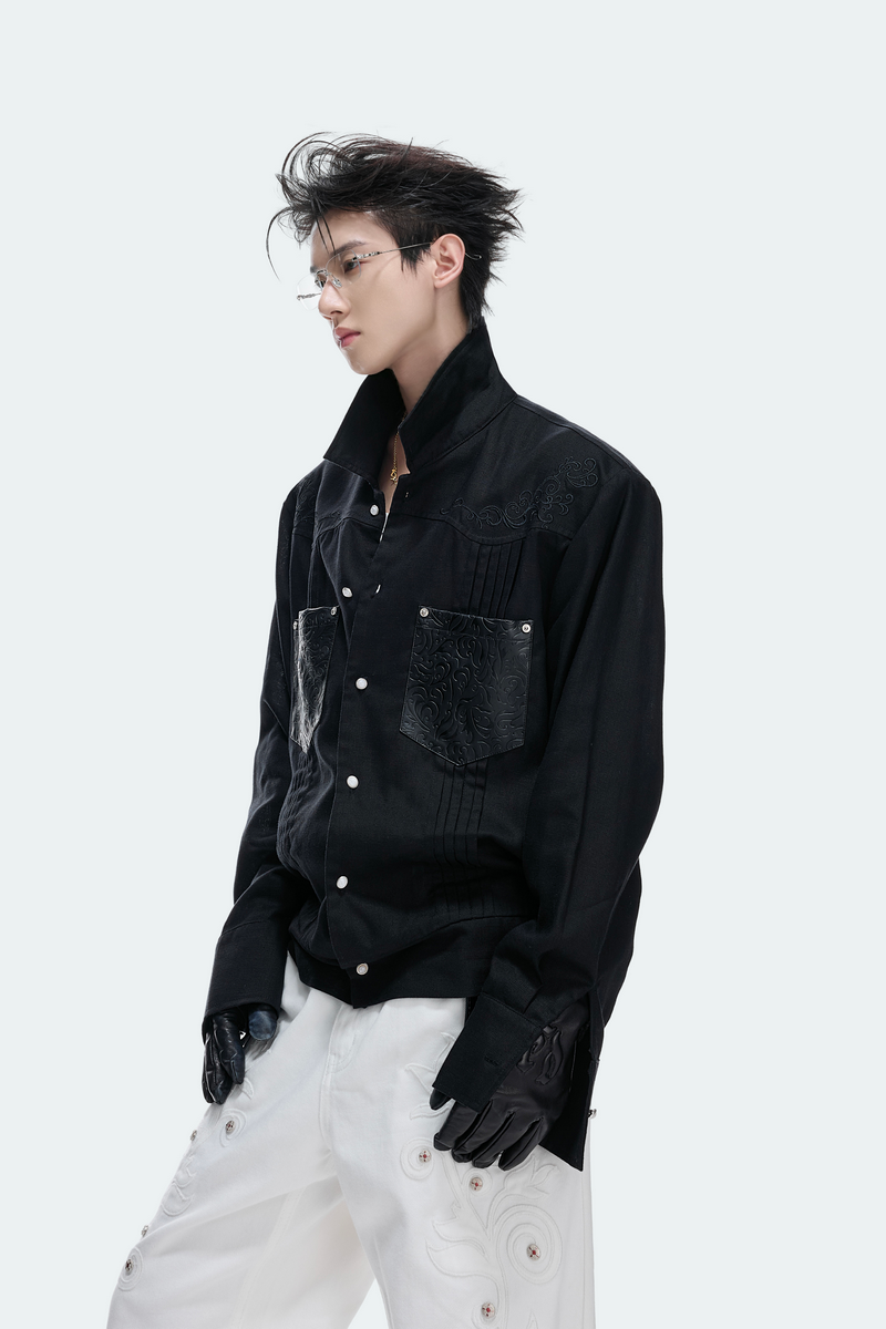 Floral Embroidered Linen Shirt