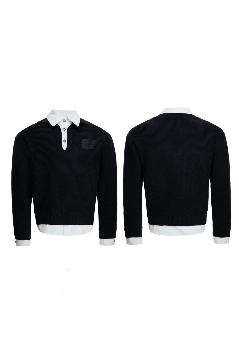 Layered Shirt Knit Sweater