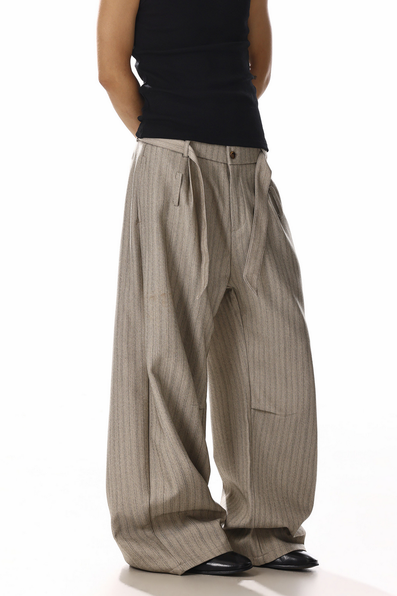 Striped Barrel Leg Trousers