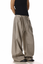 Striped Barrel Leg Trousers