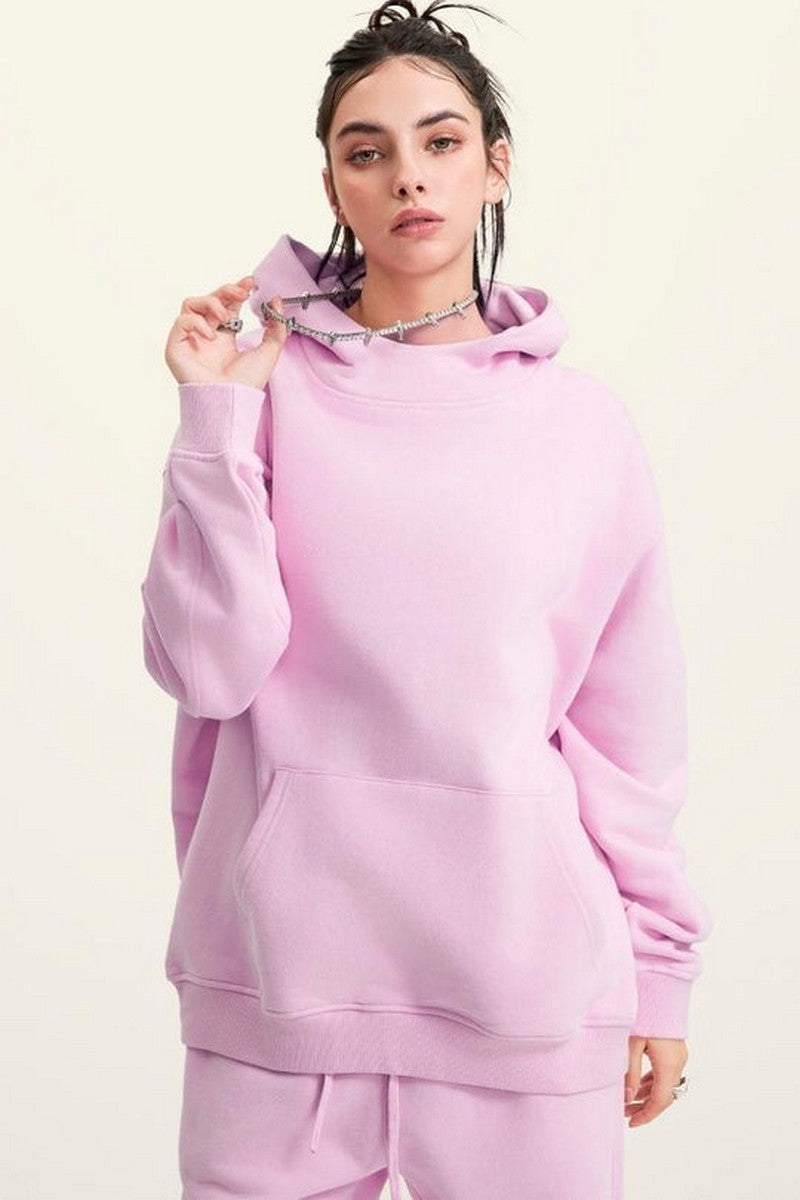 High Collar Fleece Hoodie