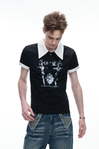 Double Collar Printed Polo