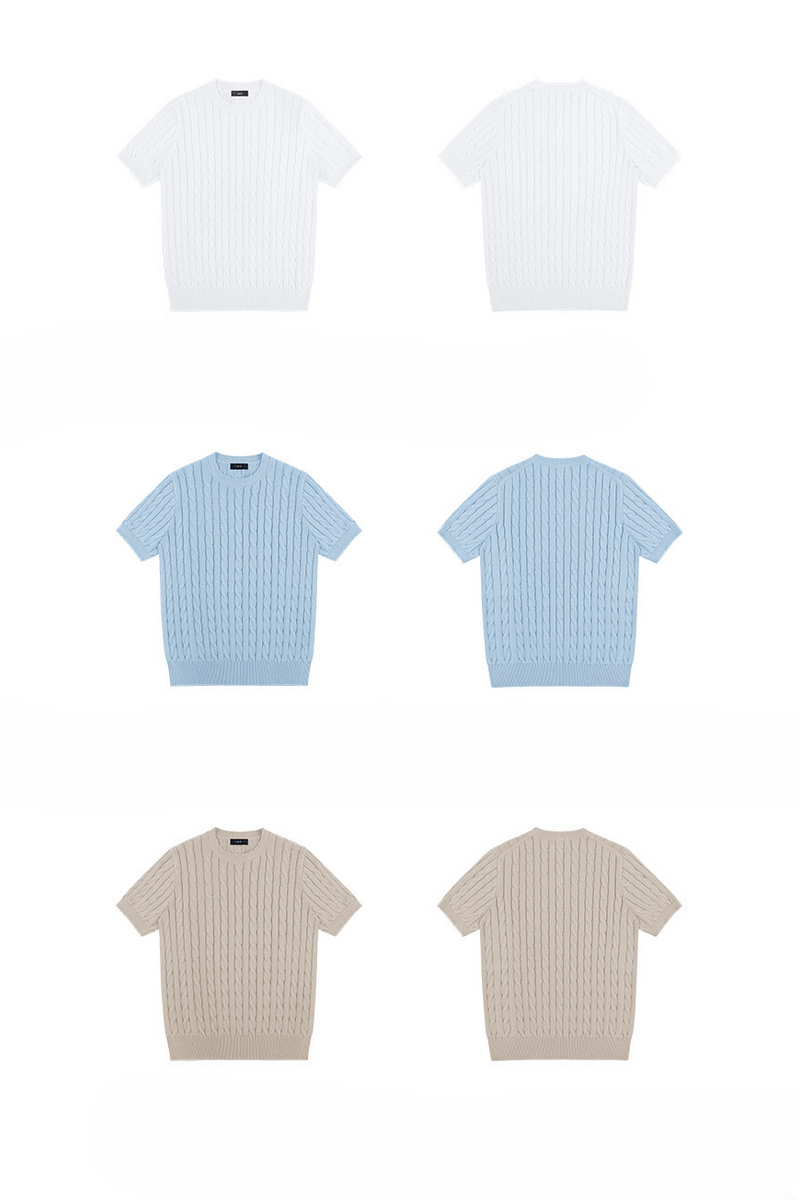 Cable Knit Crewneck T-Shirt