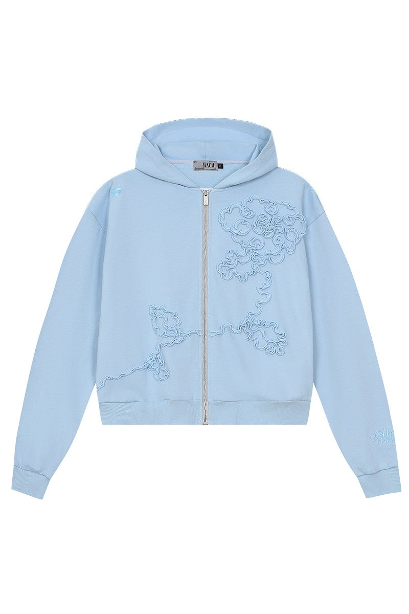 3D embroidered Floral pattern Hoodie