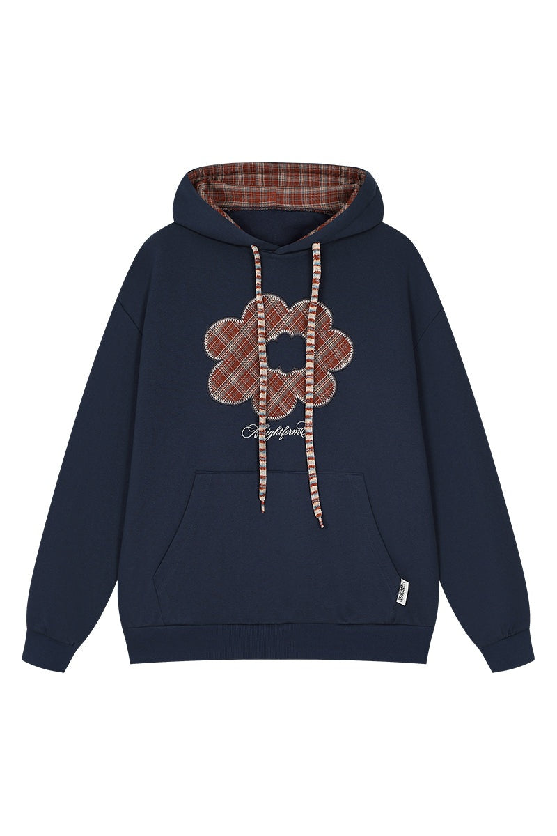 Flower Plaid Embroidered Hoodie