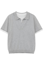 Layered Look Polo Knit Tee