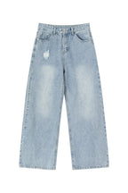 Washed Distressed Straight Leg Jeans