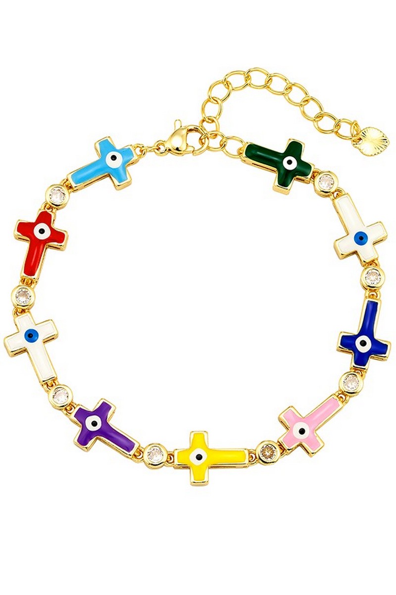 Colorful Hamsa Cross Bracelet