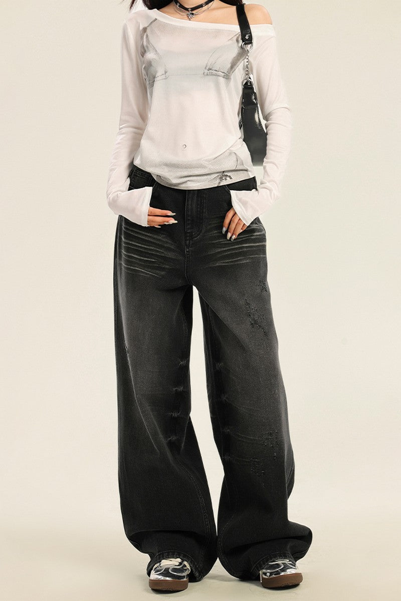 Washed Wide Leg Jeans