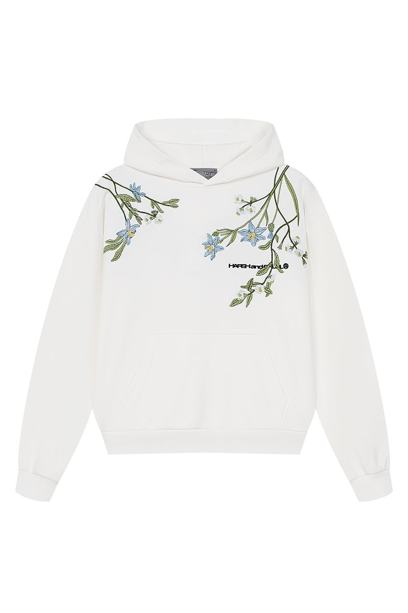 Violet Floral Embroidered Hoodie