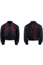 Embroidered Beaded Cropped Leather Jacket