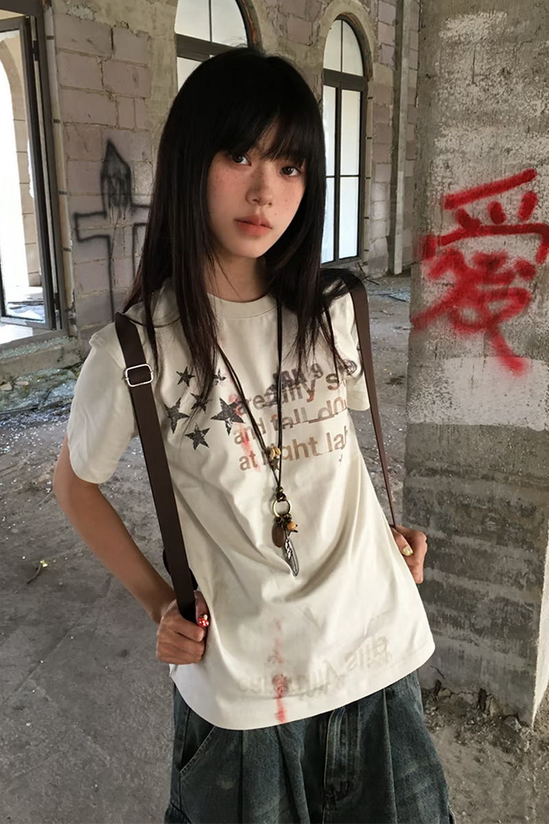 Star Print Shoulder Tee