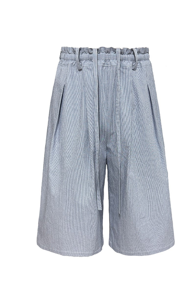 Plaid Pleated Capri Shorts