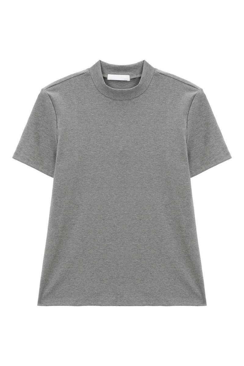 Mock Neck Fitted Short Sleeve Tee