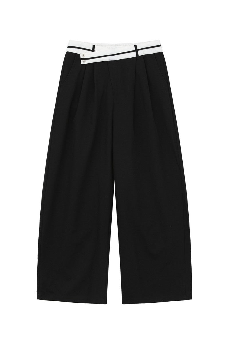 Asymmetrical Waist Pleated Trousers
