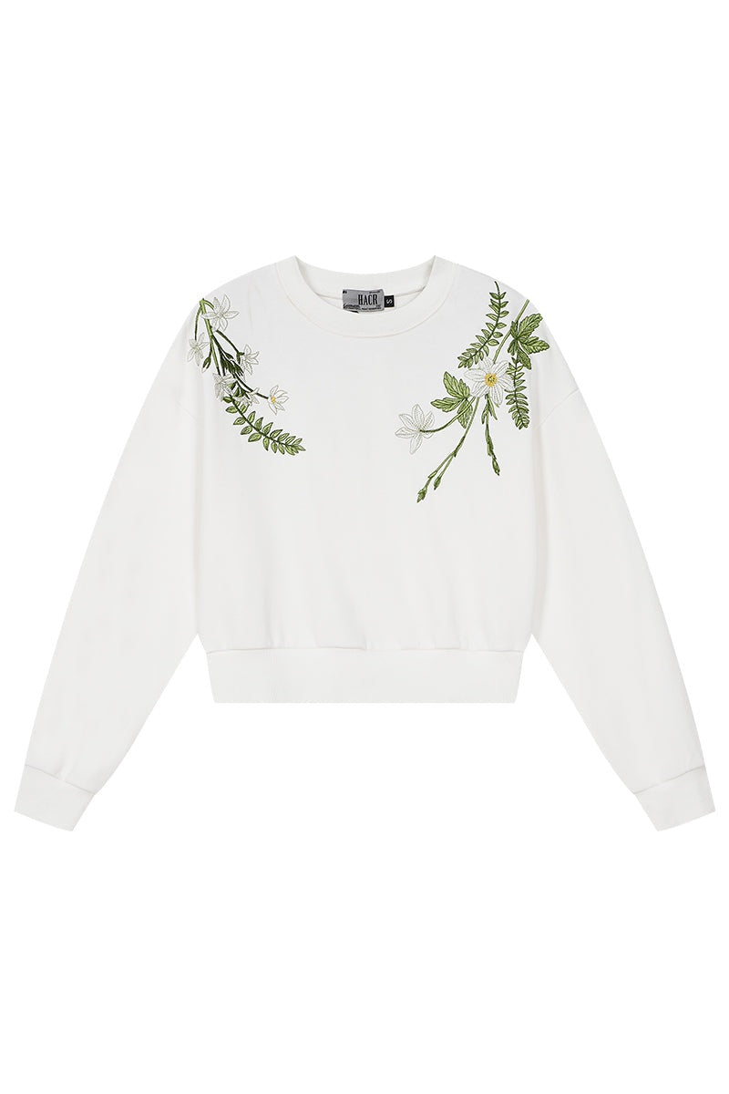 Green Wreath Cropped Sweatshirt