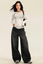 Washed Wide Leg Jeans