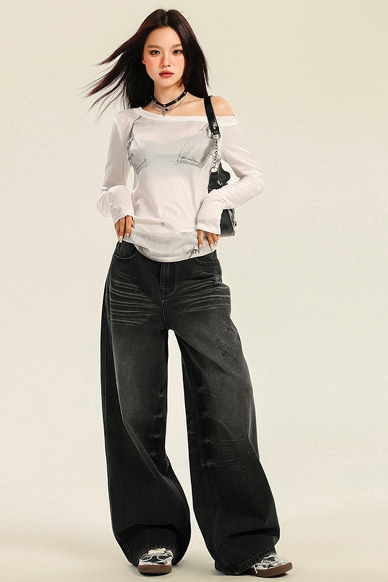 Washed Wide Leg Jeans