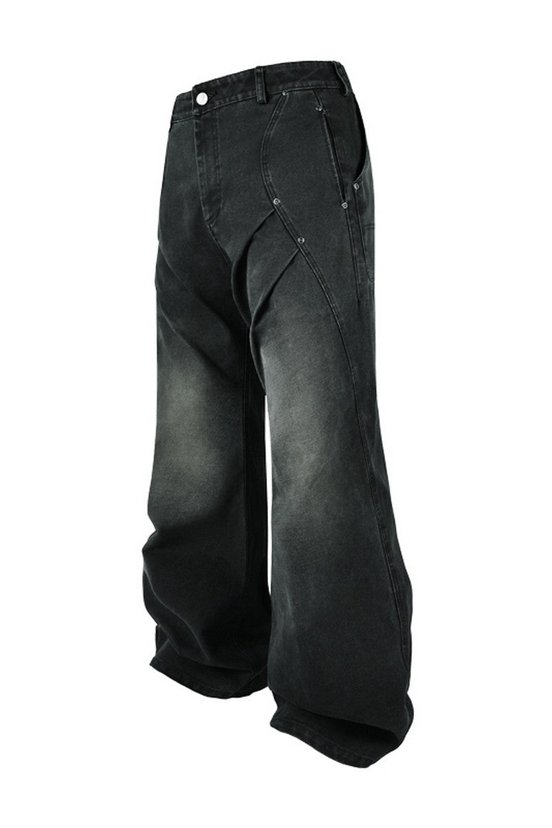 Washed Pleated Work Pants