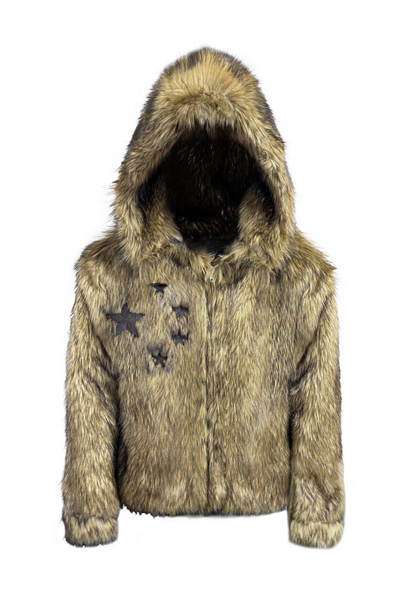 Star Patch Fur Jacket