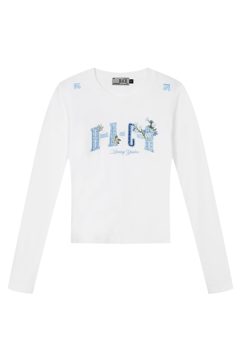 Slim Fit Blue Embroidered Tee