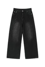 Washed Distressed Straight Leg Jeans