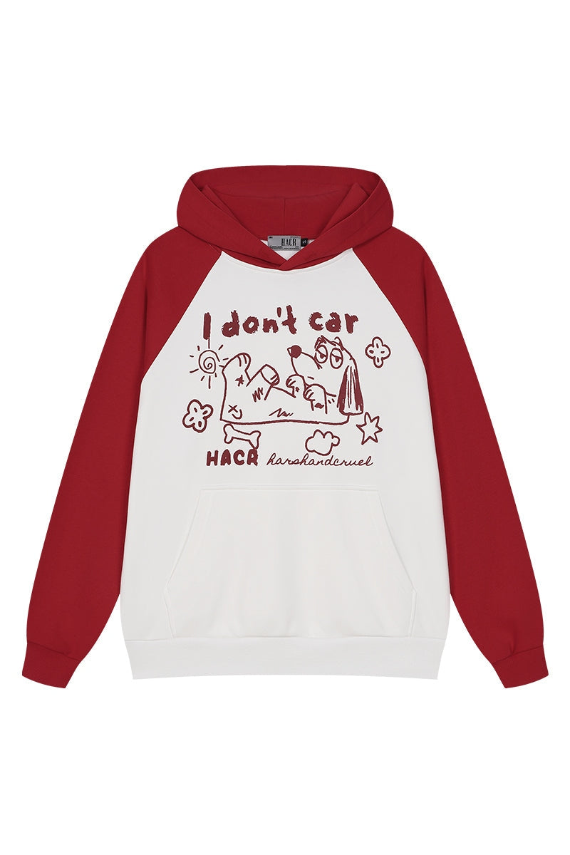 Hand Drawn Dog Raglan Hoodie