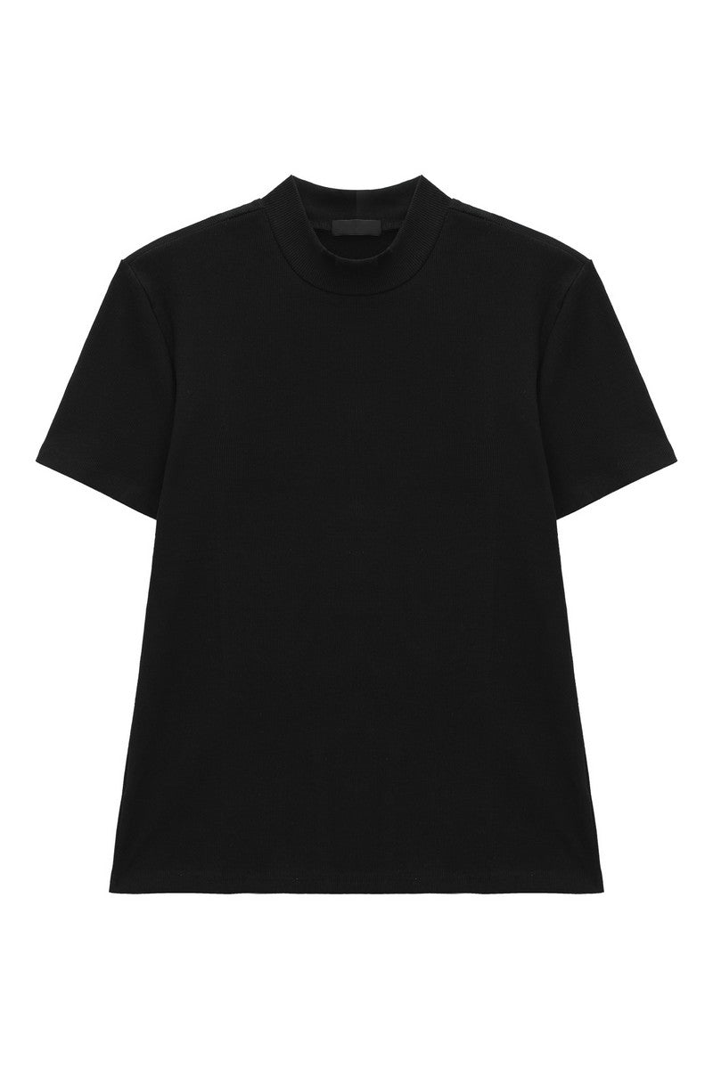 Mock Neck Fitted Short Sleeve Tee