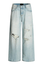 Blue Ripped Straight Jeans