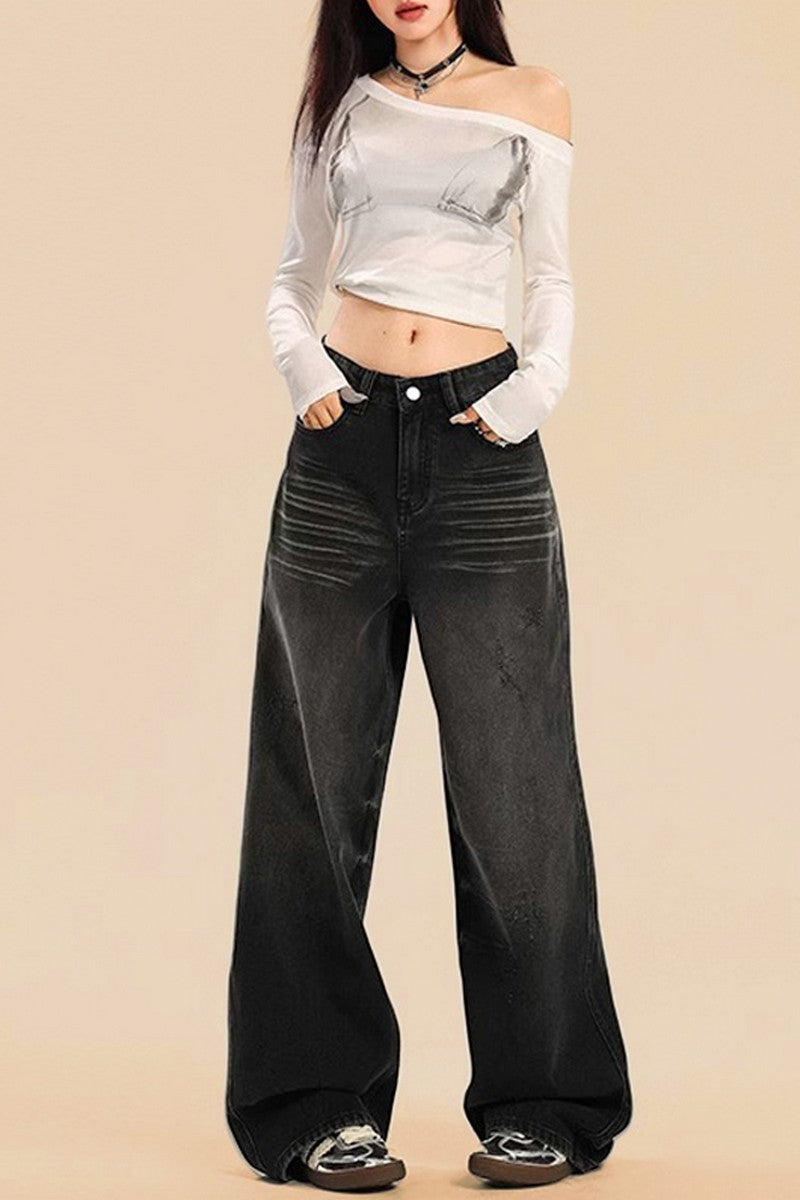 Washed Wide Leg Jeans