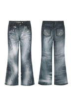 Pearl Ocean Print Flared Jeans