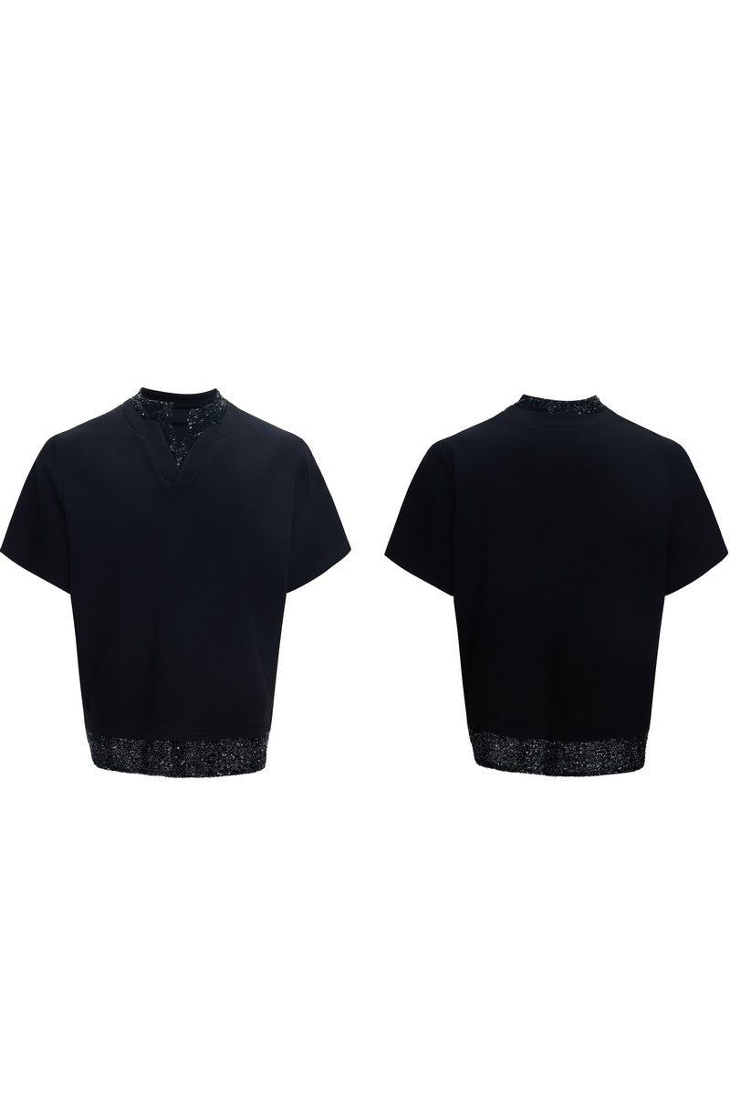 Sequin Panel Heavyweight Polo