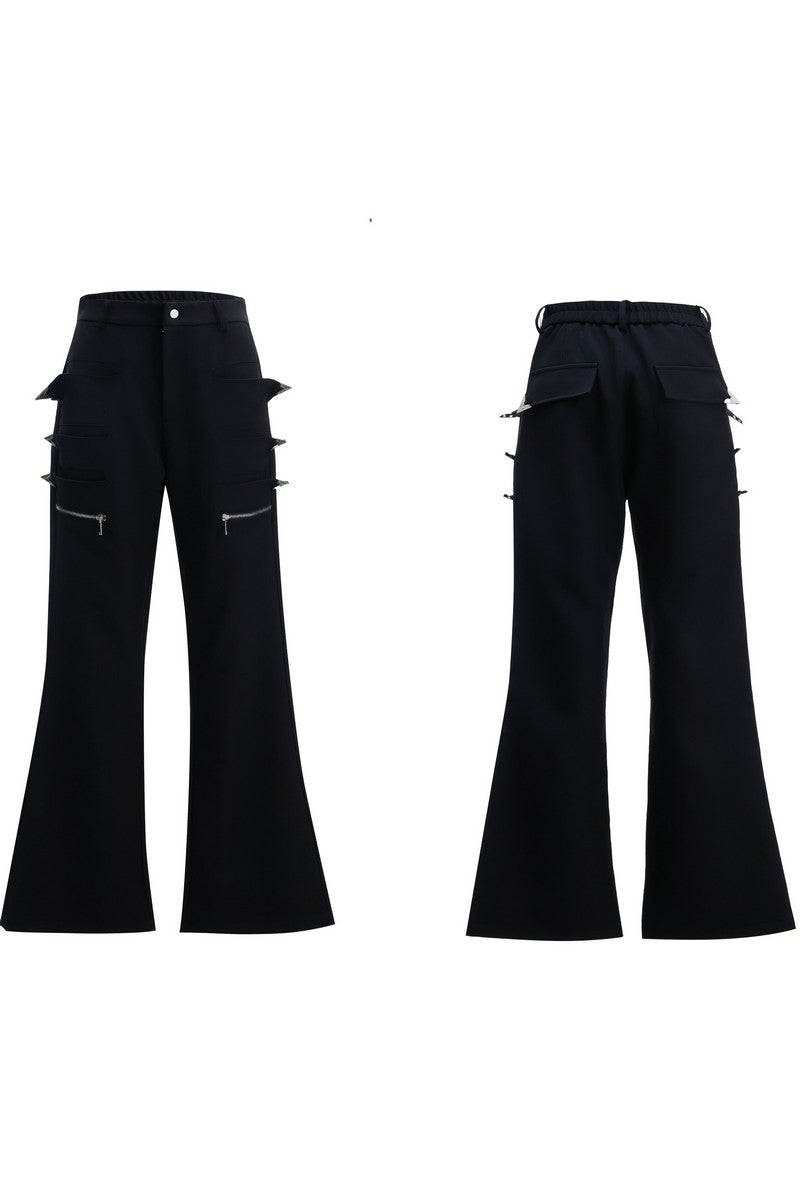 Deconstructed Zip Flare Pants