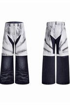 Painted Distressed Leather Patch Jeans