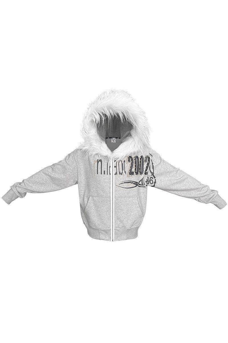 Studded Fur Trim Hoodie