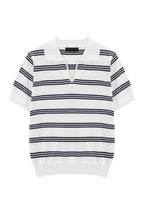 Striped V-Neck Polo Tee