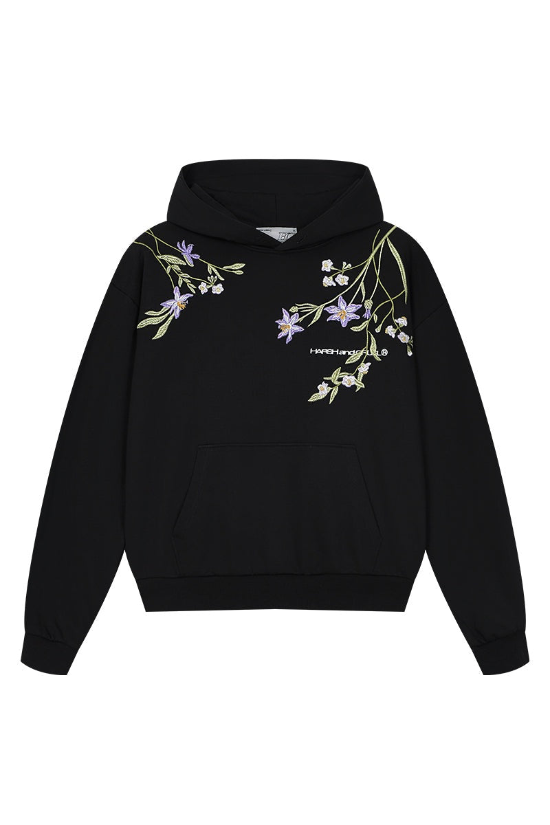 Violet Floral Embroidered Hoodie