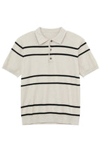 Striped Knit Polo Short Sleeve Tee