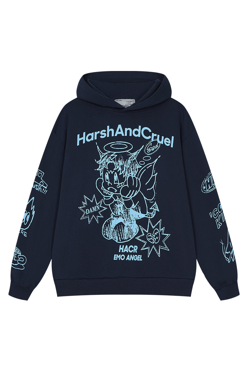 Emo Angel Printed Hoodie