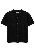 Diamond Knit Fitted Short Sleeve Cardigan