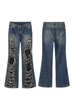 Distressed Sequin Flare Jeans