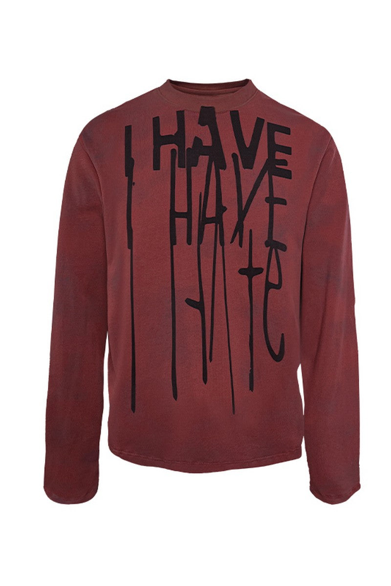 Hate Red Loose Long Sleeve