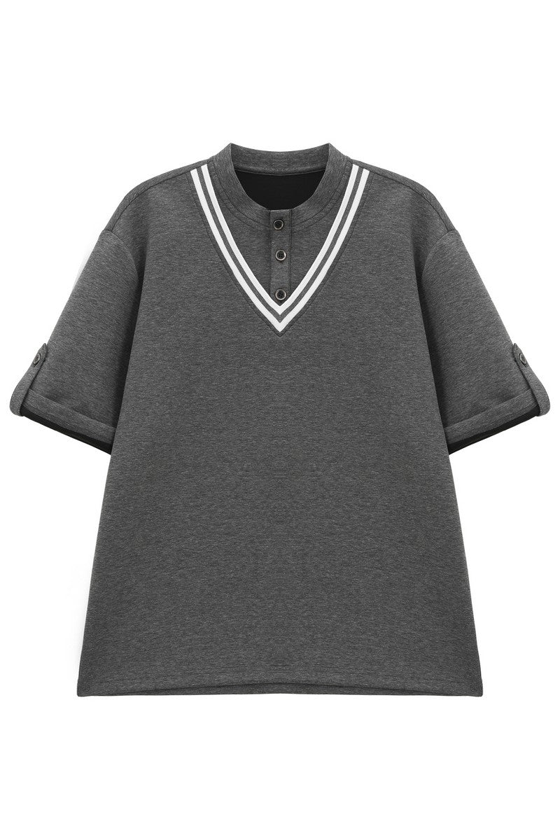 Striped Boxy Polo Tee